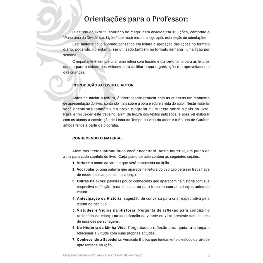 Programa Curricular - As Crônicas Nárnia