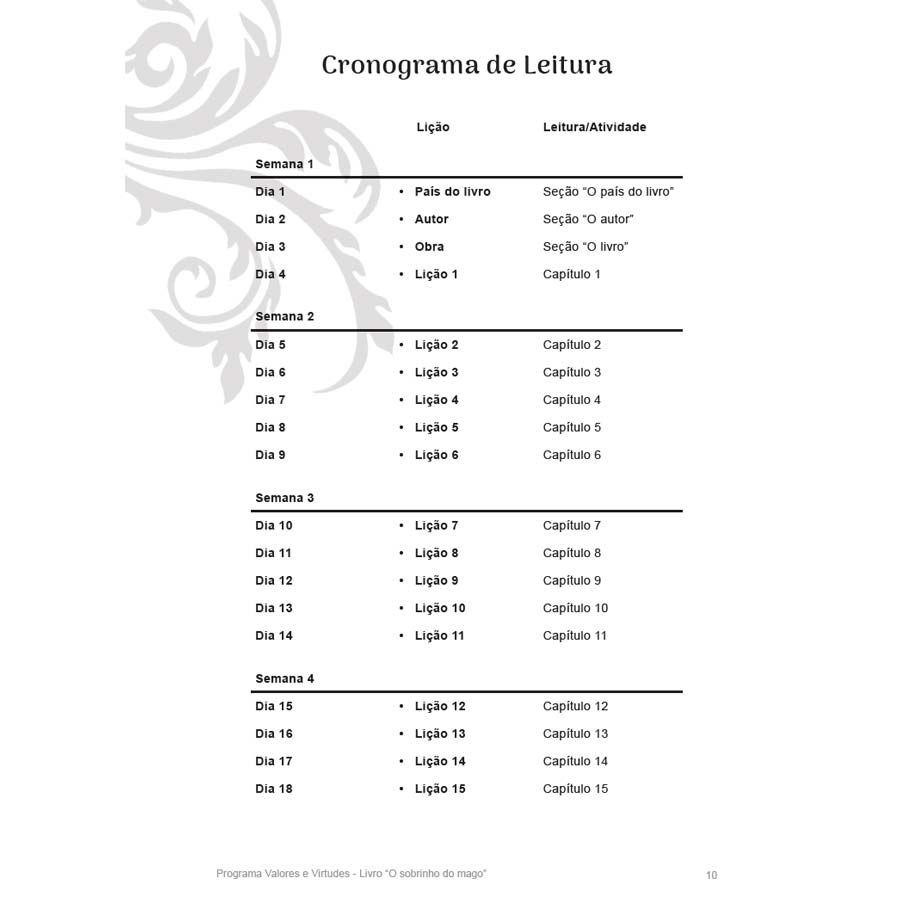 Programa Curricular - As Crônicas Nárnia