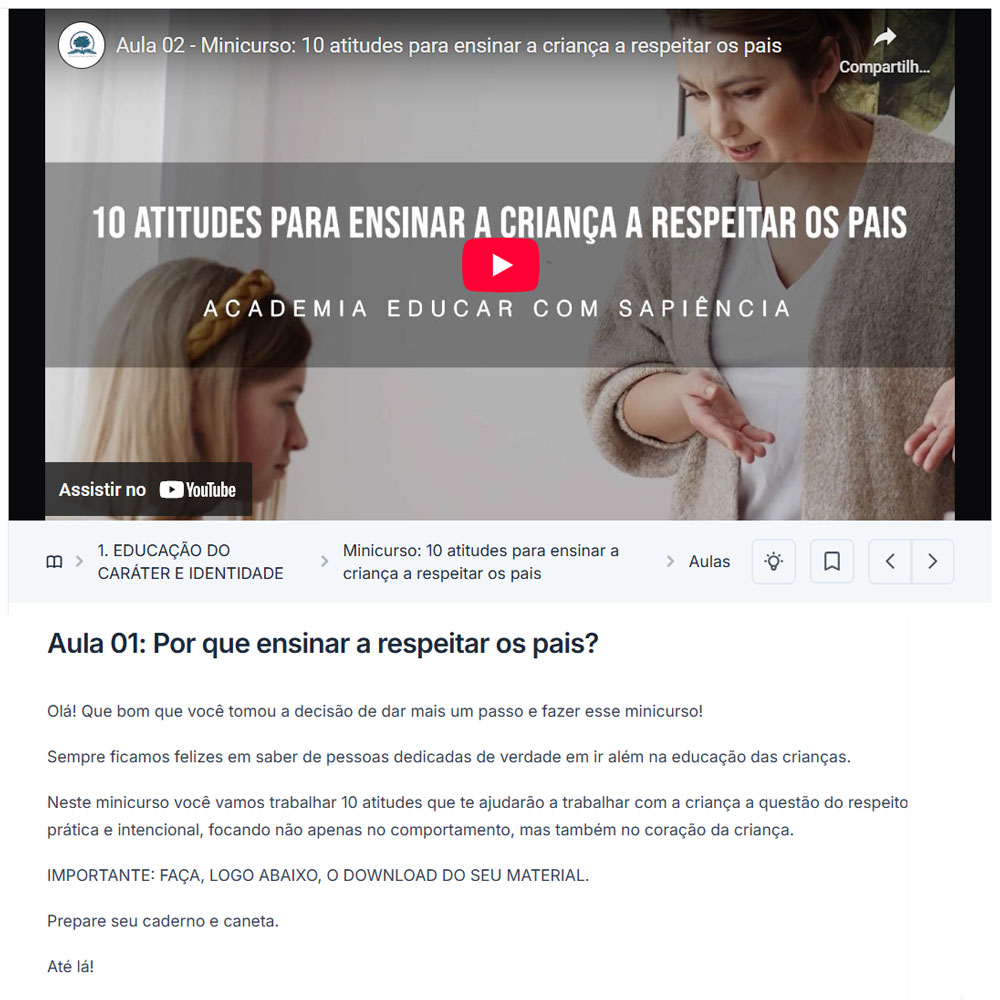 Curso: Como ensinar a criança a respeitar os pais